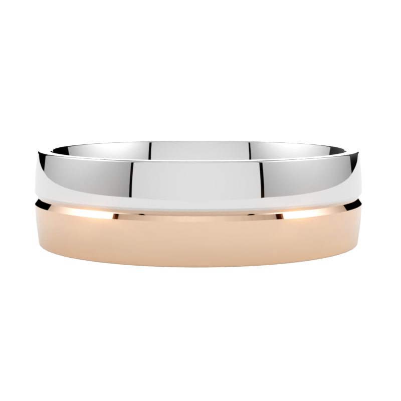 Nowoczesna półokrągła obrączka ślubna wielokolorowa ze złota różowo-białego